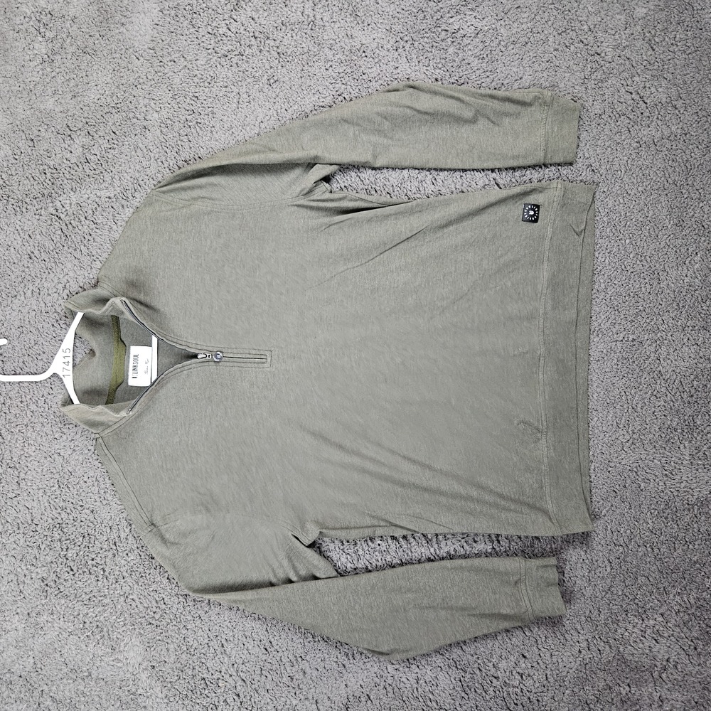 Linksoul 1/4 Zip Polo Shirt Mens Medium Long Sleeve‎ Olive Khaki Golf Athletic